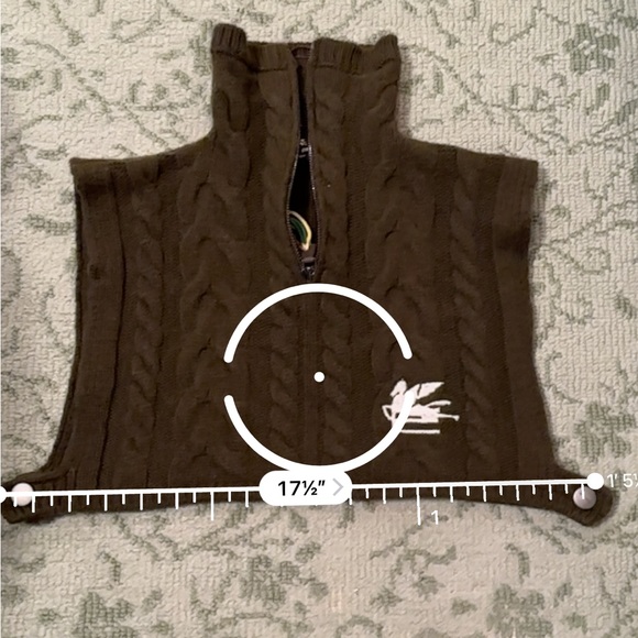 Etro army green cable knit vest w/ logo! - Picture 6 of 6